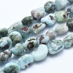 Natürliche larimar Perlenstränge, getrommelt Stein, Nuggets, 5~8 mm, Bohrung: 0.8 mm, ca. 45~47 Stk. / Strang, 15.7 Zoll (40 cm)