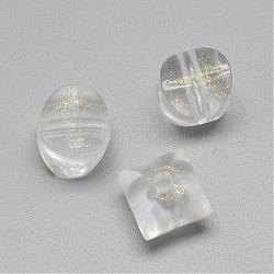 Abalorios de acrílico transparentes, con polvo del brillo, Claro, 12x12x12mm, Agujero: 3 mm, aproximamente 410 unidades / 500 g