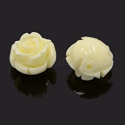 Synthetic Coral 3D Flower Rose Beads, Dyed, Beige, 14~15x9mm, Hole: 1.5mm