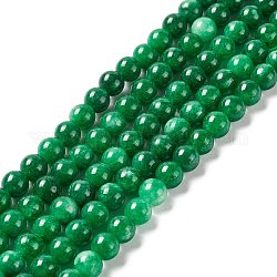 Brin de perles rondes en jade naturel, teinte, verte, 6mm, Trou: 0.8mm, Environ 62 pcs/chapelet, 15.35'' (39 cm)