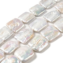 Perle baroque naturelle perles de perles de keshi, perle de culture d'eau douce, carrée, vieille dentelle, 17.5~24x16.5~21.5x4~8mm, Trou: 0.7mm, Environ 19~20 pcs/chapelet, 15.35~15.75'' (39~40 cm)
