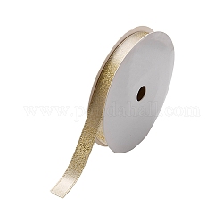Flat Christmas Theme Polyester Satin Ribbon, Hot Stamping Ribbon, Clothes Accessories, Gold, None Pattern, 3/8 inch(9.5~10mm), about 9.84 Yards(9m)/Roll