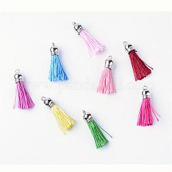 Polyester Tassel Pendant Decorations, with CCB Plastic Cord Ends, Mixed Color, 42~45x10mm, Hole: 3mm