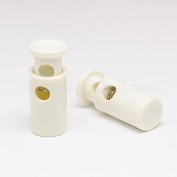 Iron Spring Eco-Friendly Plastic Cord Locks, Dyed, 1-Hole, White, 28x14mm, Hole: 6mm