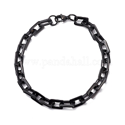 Placage sous vide rectangle 201 bracelets chaîne en acier inoxydable, avec fermoir pince de homard, électrophorèse noir, 8-1/2 pouce (215 mm)