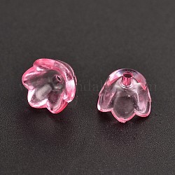 Розовый окрашенные прозрачные акриловые цветочные бусины, шириной около 10 мм, толстый 6 мм , отверстие : 1.5 мм