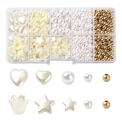 Kit di perline di plastica fai da te, comprese perle di perle imitazione plastica ABS e perle di plastica ccb, forme misto, colore misto, 5~12x4.5~12x3~8.5mm, Foro: 1.4~2.3 mm, 562pcs/scatola