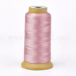 Полиэфирная нить, для заказа тканые материалы ювелирных изделий, розовые, 0.5 мм, около 480 м / рулон