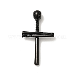 316 Surgical Stainless Steel Big Pendants, with 304 Stainless Steel Snap on Bails, Cross, Electrophoresis Black, 53x30x5~9mm, Hole: 4.5mm