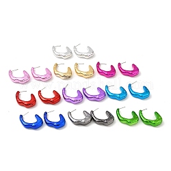 Twist Teardrop Acrylic Stud Earrings, Half Hoop Earrings with 316 Surgical Stainless Steel Pins, Mixed Color, 39.5x9.5mm