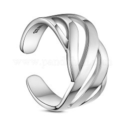 925 кольцо-манжета из стерлингового серебра Shegrace с родиевым покрытием, открытые кольца, платина, Размер 6, 16.8 мм