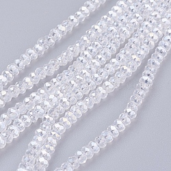 Chapelets de perles en verre électroplaqué, de couleur plaquée ab , facettes rondelle, clair ab, 3x2mm, Trou: 0.5mm, Environ 165~170 pcs/chapelet, 16.7 pouce