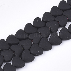 Vaporisez peints non-magnétiques synthétiques perles d'hématite brins, cœur, noir, 5x6x3mm, Trou: 0.5mm, Environ 75 pcs/chapelet, 15.7 pouce