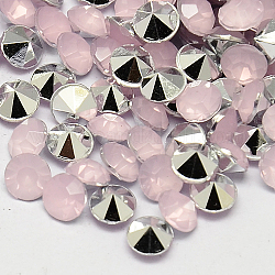Taiwan Acrylic Rhinestone Cabochons, Pointed Back Rhinestone, Faceted, Diamond, Pink, 5x3.5mm
