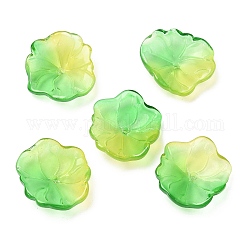 Abalorios de vidrio, pétalo de loto, verde claro, 24.5x24x6.5mm, agujero: 1.2 mm