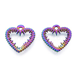 201 Stainless Steel Pendants, Heart, Rainbow Color, 15x15.5x1.5mm, Hole: 1.4mm
