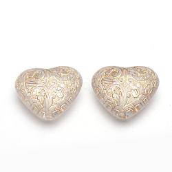 Perline acrilico placcato, metallo allacciati, cuore, chiaro, 27x30x13mm, Foro: 2.5 mm, circa 85pcs/500g
