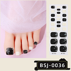 Nail Art Full Cover Toe Nail Stickers, Glitter Powder Stickers, Self-Adhesive, for Toe Nail Tips Decorations, Antique White, 17.5x7.3x0.9cm, 20pcs/sheet