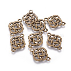 Flower Knot Tibetan Style Alloy Links connectors, Cadmium Free & Nickel Free & Lead Free, Antique Bronze, 25x18x2mm, Hole: 2mm, about 550/1000g