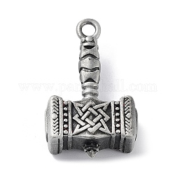 Tibetan Style Alloy Pendant, Frosted, Thor's Hammer Charm, Antique Silver, 40x24x11mm, Hole: 3.5mm