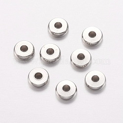 Perles en 304 acier inoxydable, plat rond, couleur inoxydable, 6x2mm, Trou: 2mm