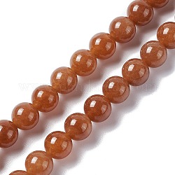 Natürliche Jade Perlen Stränge, gefärbt, Runde, Sattelbraun, 8 mm, Bohrung: 1 mm, ca. 46 Stk. / Strang, 15.08'' (38.3 cm)