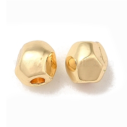 Cuentas facetadas de aleación de huevo ovalado, Plateado de larga duración, chapado en rack, real 14k chapado en oro, 5x5x5mm, agujero: 1.6 mm