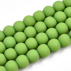 Opaque Glass Beads Strands, Frosted, Round, Lime Green, 6~6.5mm, Hole: 1.4mm, about 67~70pcs/strand, 14.76 inch~15.16 inch(37.5~38.5cm)