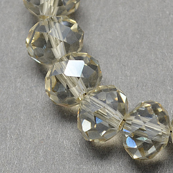 Handmade Glass Beads, Faceted Rondelle, Beige, 14x10mm, Hole: 1mm, about 60pcs/strand