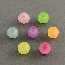 Frosted Acrylic Beads, Bead in Bead, Round, Mixed Color, 12mm, Hole: 2.5mm, about 570pcs/500g