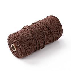 Хлопчатобумажные нитки для вязания поделок, седло коричневый, 3 мм, около 109.36 ярда (100 м) / рулон