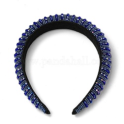 Bling bling ободок для волос из стеклянных бусин, головной убор с широкими краями, праздничные аксессуары для волос для женщин и девочек, синие, 30 мм