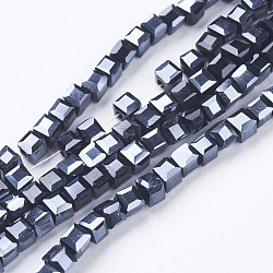 Faceted Cube Electroplate Glass Bead Strands, Black, 3x3x3mm, Hole: 1mm, about 100pcs/strand, 12.9 inch