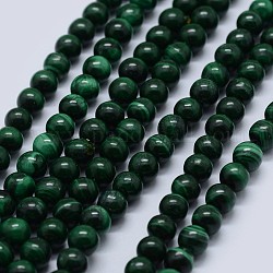 Chapelets de perles en malachite naturelle, grade AB, ronde, 6mm, Trou: 0.7mm, Environ 63 pcs/chapelet, 15.5 pouce (39.5 cm)