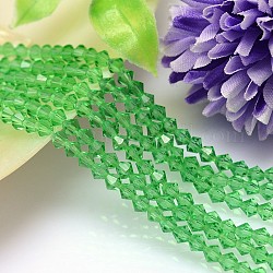 Imitazione sfaccettato cristallo austriaco fili di perle, grado aaa, bicono, verde lime, 5x5mm, Foro: 0.7~0.9 mm, circa 80pcs/filo, 15.7 pollice
