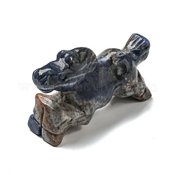 天然ソーダライトの彫刻が施された癒しの馬の置物  レイキエネルギーストーンのディスプレイ装飾  33~34.5x17x50~54mm
