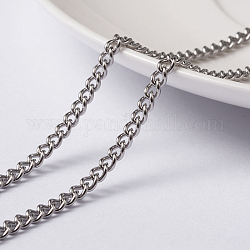304 Stainless Steel Twisted Chains Curb Chains, Unwelded, with Spool, Stainless Steel Color, 4x3x0.8mm, about 32.8 Feet(10m)/roll
