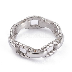  Unisex 304 Stainless Steel Finger Rings, Wide Band Rings, Curb Chain Shape, Stainless Steel Color, US Size 7(17.3mm), 6.5mm