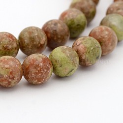 Chapelets de perle ronde en pierre précieuse naturelle, teinte, Unakite, 3mm, Trou: 0.6~0.7mm, Environ 135 pcs/chapelet, 15.7 pouce
