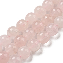 Chapelets de perles en quartz rose naturel, ronde, 8mm, Trou: 1.2mm, Environ 46~47 pcs/chapelet, 14.57''~15.04'' (37~38.2 cm)