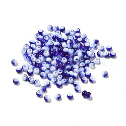 6/0 opaques perles de rocaille de verre, trou rond, rondelle, bleu moyen, 4~4.5x3~4mm, Trou: 0.8~1.5mm
