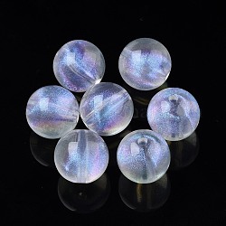 Transparent Acrylic Beads, Glitter Powder, Round, Clear, 13.5x13mm, Hole: 2mm