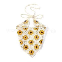Diadema tejida a crochet con bufanda triangular, diadema turbante envolvente para mujer, oro, 540mm
