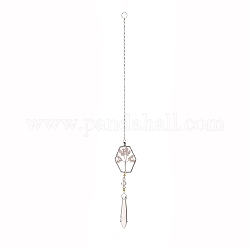 Perles acryliques en forme de larme grosses décorations pendantes, capteurs de soleil suspendus, avec des perles éclatées de quartz rose, arbre de la vie, hexagone, 381mm