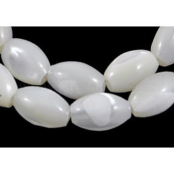 Fili di perle di conchiglia trochid naturale / trochus, riso, colore conchiglia, circa 7 mm di lunghezza, 4 mm di spessore, Foro: 0.5 mm, 59 pcs / Filo