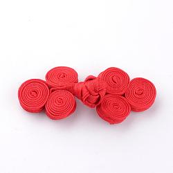 Handgemachte chinesische Frösche Knoten Tasten Sets, Polyester-Taste, Blume, rot, 55~57x20~23x5~6 mm
