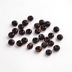 Dyed Natural Wood Beads, Round, Coconut Brown, 4~5x3mm, Hole: 1.2mm, about 37340pcs/1000g