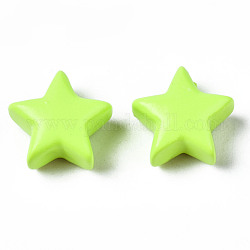 Spray Painted Brass Charms, Star, Green Yellow, 10x10.5x5.5mm, Hole: 2mm