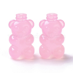 Perline di resina, stile jelly imitato, mezzo forato, orso, perla rosa, 25x14x11mm, Foro: 1.2 mm