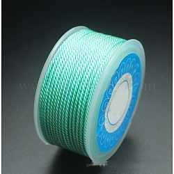 Cuerdas de nylon redondos, cuerdas de milán / cuerdas retorcidas, aguamarina, 2.5mm, alrededor de 10.93 yarda (10 m) / rollo